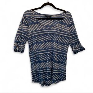 Linen Lightweight Ralph Lauren Blue and Cream Striped geometric Top size L